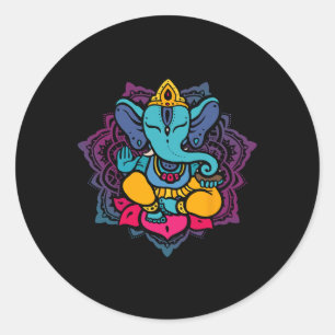 Adesivo Lindo Ganesha em Mandala de Meditação de Lótus de