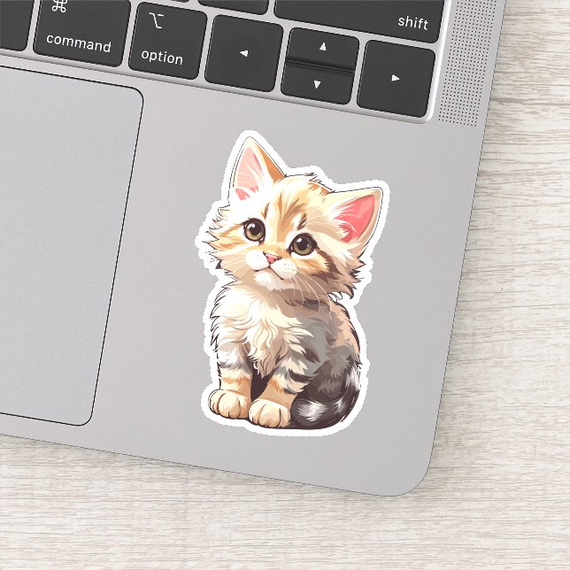 Adesivo Lindo Gatinho Kawaii Marrom (Detalhe)