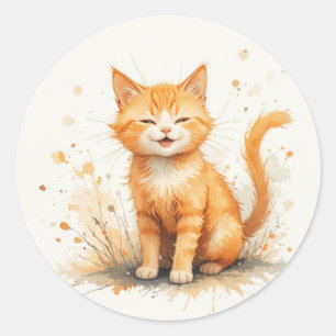 Adesivo Lindo Gato Laranja Sorridente Animal Pet Kitten