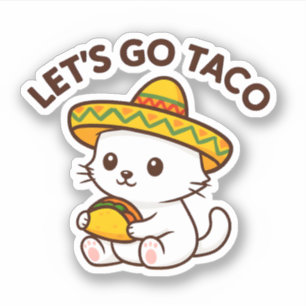 Adesivo Lindo Gato Sombrero Taco Vamos Taco Divertido