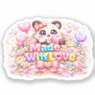 Adesivo Lindo Kawaii Feito Com Amor Nome do Gato Pastel Ro