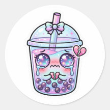 Lindo Kawaii Triste Boba Leite Chá Chorando com H 