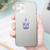 Lindo Kawaii Triste Boba Leite Chá Chorando com H 