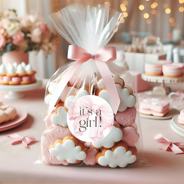 Adesivo Lindo Laço Coquete Rosa É uma Menina (Criador carregado)