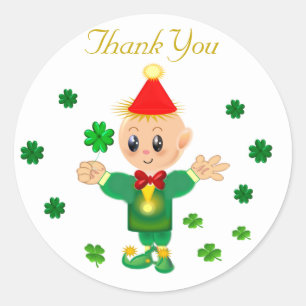 Adesivo Lindo leprechaun & trevos da sorte Obrigado 