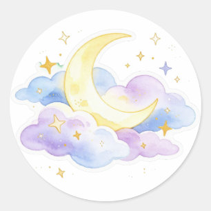 Adesivo Lindo Luar em Água-tinta Nuvens Estrelas Pastel Ce