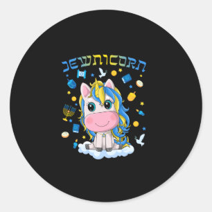 Adesivo Lindo Menorah Dreidel Unicórnio Judaico Feliz
