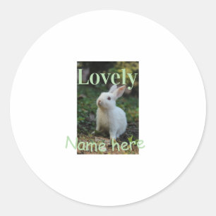 Adesivo Lindo nome de foto de coelho mascote verde pastel 