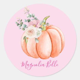 Adesivo Lindo Nome de Pequena Abóbora Floral Rosa Corado P