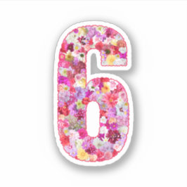 Adesivo Lindo Número Floral Botânico Decorativo Rosa Númer