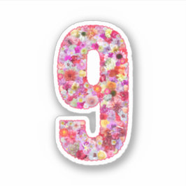 Adesivo Lindo Número Floral Botânico Decorativo Rosa Númer
