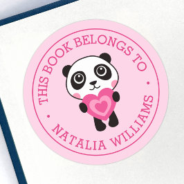 Adesivo Lindo panda este livro pertence ao nome da escola 