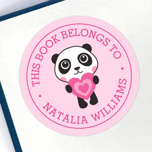 Adesivo Lindo panda este livro pertence ao nome da escola