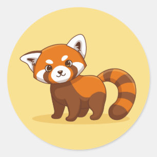 Adesivo Lindo Panda Vermelho no Amarelo