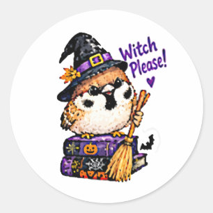 Adesivo Lindo Passarinho Chibi Halloween Bruxa Por Favor 