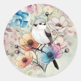 Adesivo Lindo Pássaro Floral em Aquarela Pastel da Primave