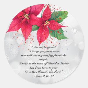 Adesivo Lindo Poinsettia Floral em Aquarela Luke 2