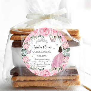 Adesivo Lindo Rosa Floral Princesa Prata Quinceañera XV