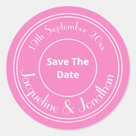 Adesivo Lindo Save The Date de Casamento Rosa Chic WhiteSc