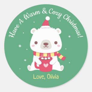 Adesivo Lindo Tenha um Natal Quente e Aconchegante Urso Po