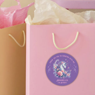 Adesivo Lindo Unicórnio Floral Rosa Roxo Aniversário Menin