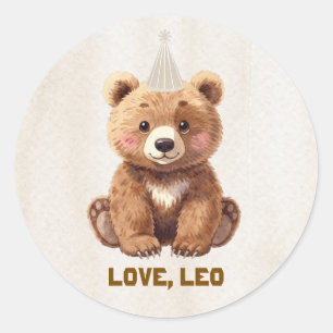 Adesivo Lindo Urso de Aquarela Floresta Aniversário Clássi