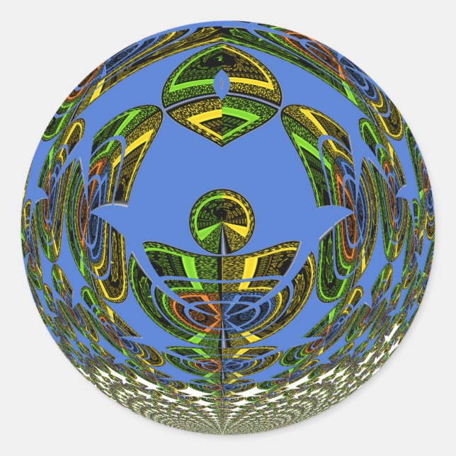 Adesivo Lindo Vetor Étnico Tradicional Africano Azul (Frente)