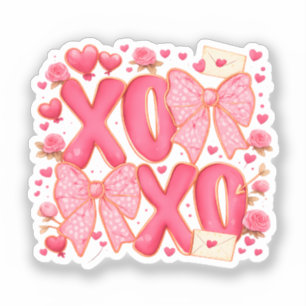 Adesivo Lindo XOXO Arcos de São Valentão Corações Rosa Coq