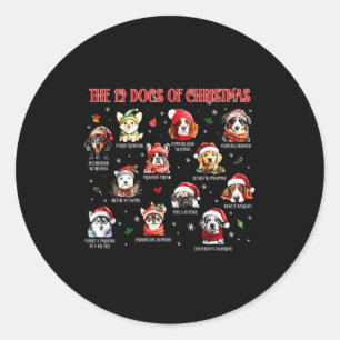 Adesivo Lindos 12 Cães Xmas Cachorros Engraçados Amantes d