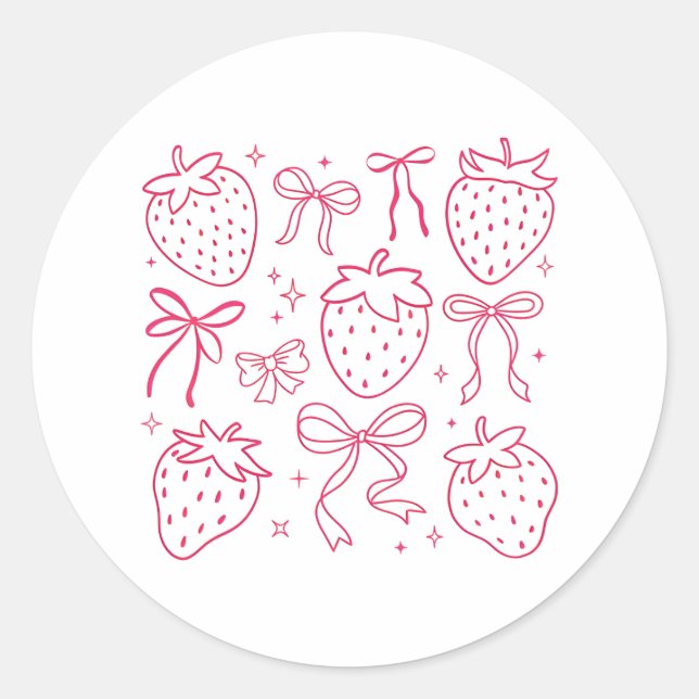 Adesivo Lindos Arcos de Morango Rosa Kawaii Coquette (Frente)