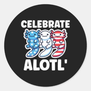 Adesivo Lindos Axolotls Americanos 4 De Julho Vermelho Azu