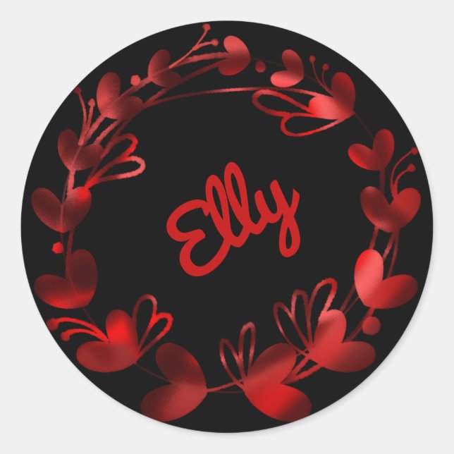 Adesivo Lindos corações vermelhos Nome (Frente)