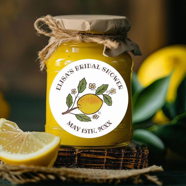 Adesivo Lindos Limões CHUVA DE PRESENTES NOIVA Rústico PER (Lovely Lemons BRIDAL SHOWER Rustic CUSTOM Classic Round Sticker
)