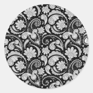 Adesivo Lindos padrões de paisley preto e branco vintage