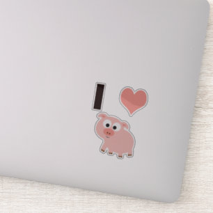 Adesivo Lindos Porcos que Eu Amo com um Porco de Desenho A
