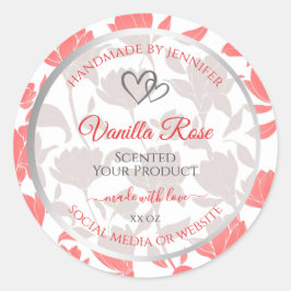 Adesivo Lindos Rótulos de Produto de Padrão Floral Branco