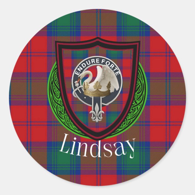 Adesivo Lindsay Scottish Clan Tartan & Crest (Frente)