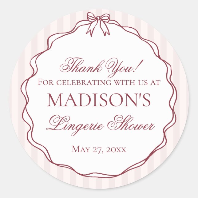 Adesivo Lingerie Vermelha Borgonha Banho de Noiva Solteira (Frente)