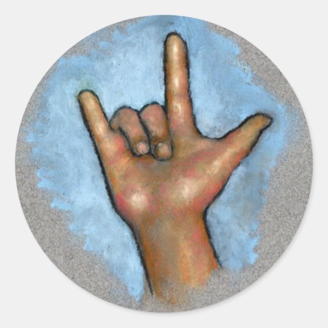 Adesivo Linguagem de Sinais: Eu Te Amo: Mão Em Pastel (Frente)