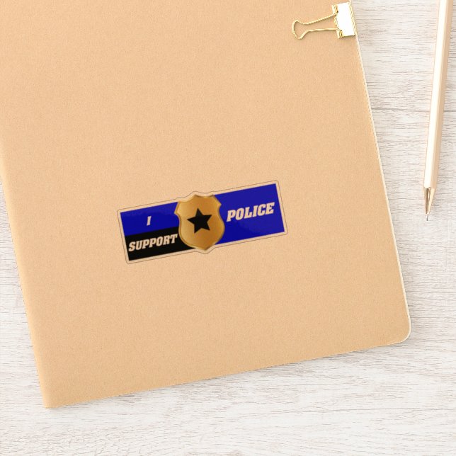 Adesivo Linha Azul Fino, Eu Apoio a Polícia (Notebook)