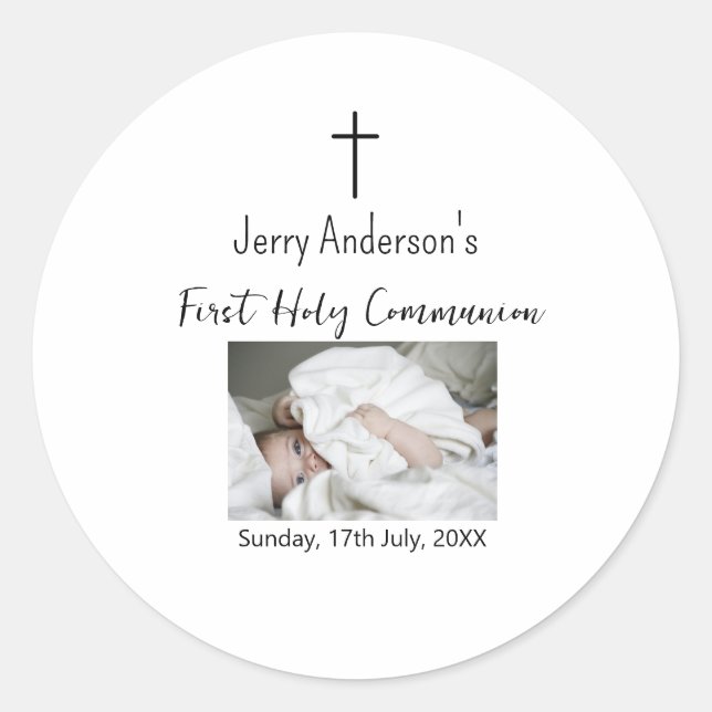 Adesivo Linha católica de primeira comunhão simples QR mín (Frente)