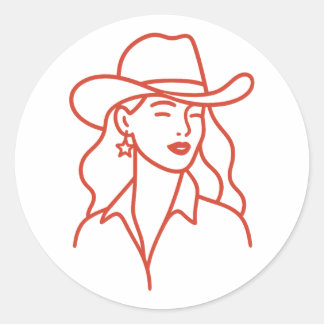 Adesivo Linha de Arte Moderna de Cowgirl Festa de Solteira