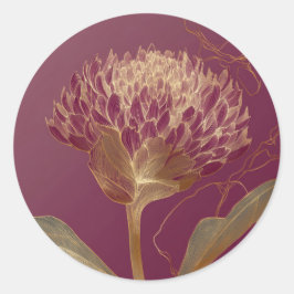 Adesivo Linha de Flores Botânicas em Ouro Vermelho Intenso