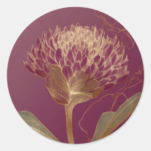 Adesivo Linha de Flores Botânicas em Ouro Vermelho Intenso
