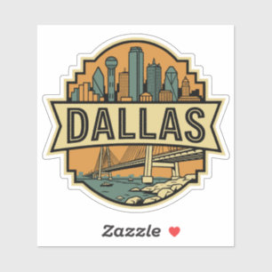 Adesivo Linha de Visão de Dallas Texas Viagem Símbolo Retr