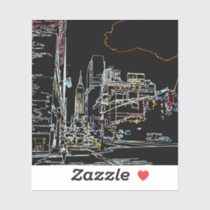 Adesivo Linha do horizonte colorida em Manhattan