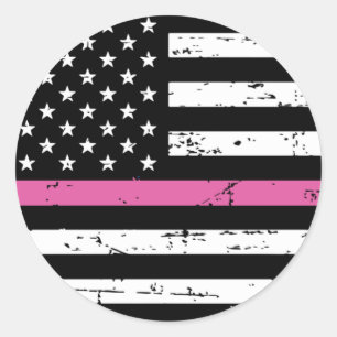 Adesivo Linha Rosa Fino de Bandeira Americana