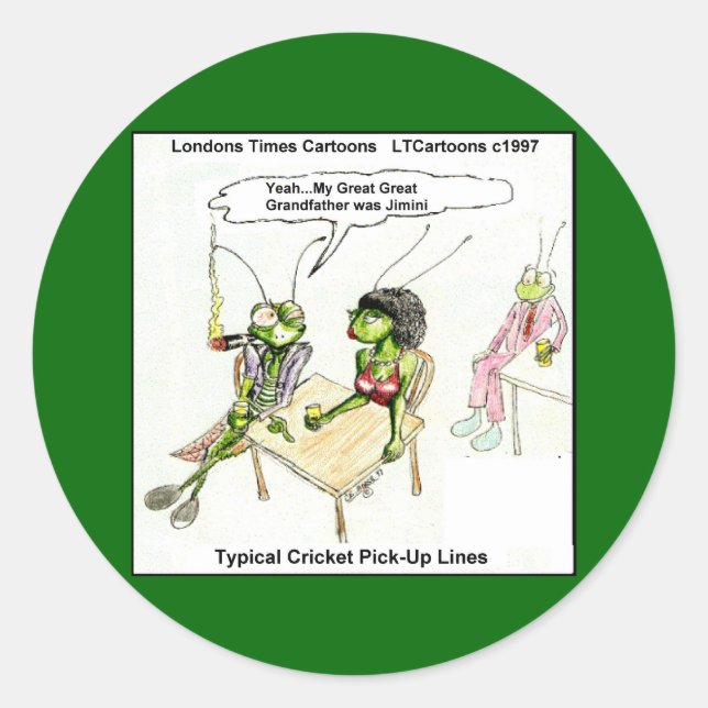 Adesivo Linhas de Recolha de Críquete Engraçadas (Frente)