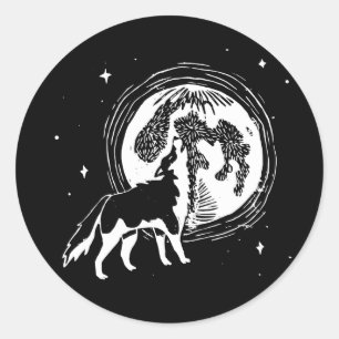 Adesivo Linocut da lua do Rouco preto e branco