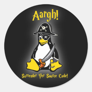 Adesivo Linux Tux Penguin Pirate Sticker Black Ubuntu, etc